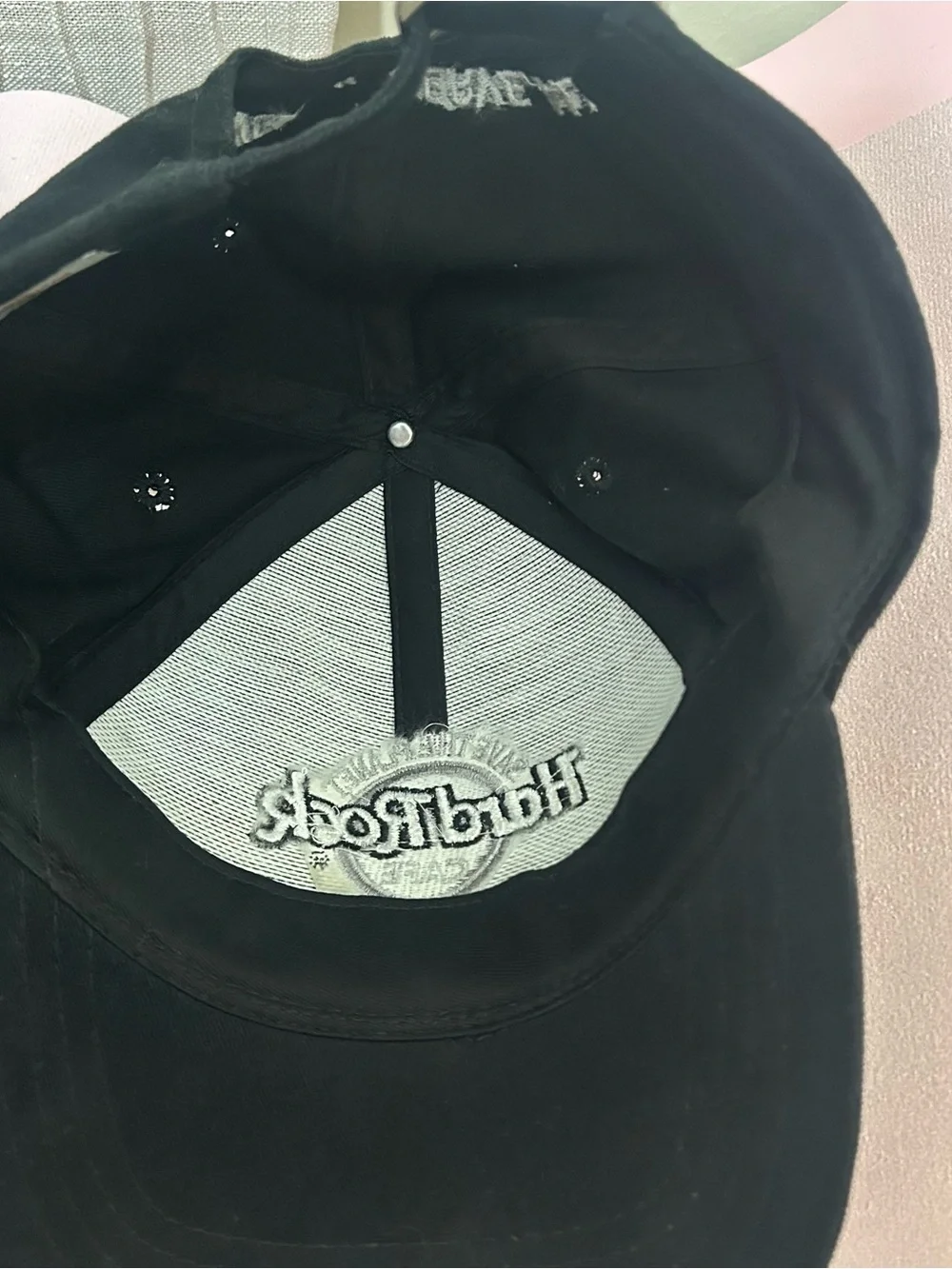 Hard Rock Cafe Black Hat with White Embroidery Vintage New Love all Serve all